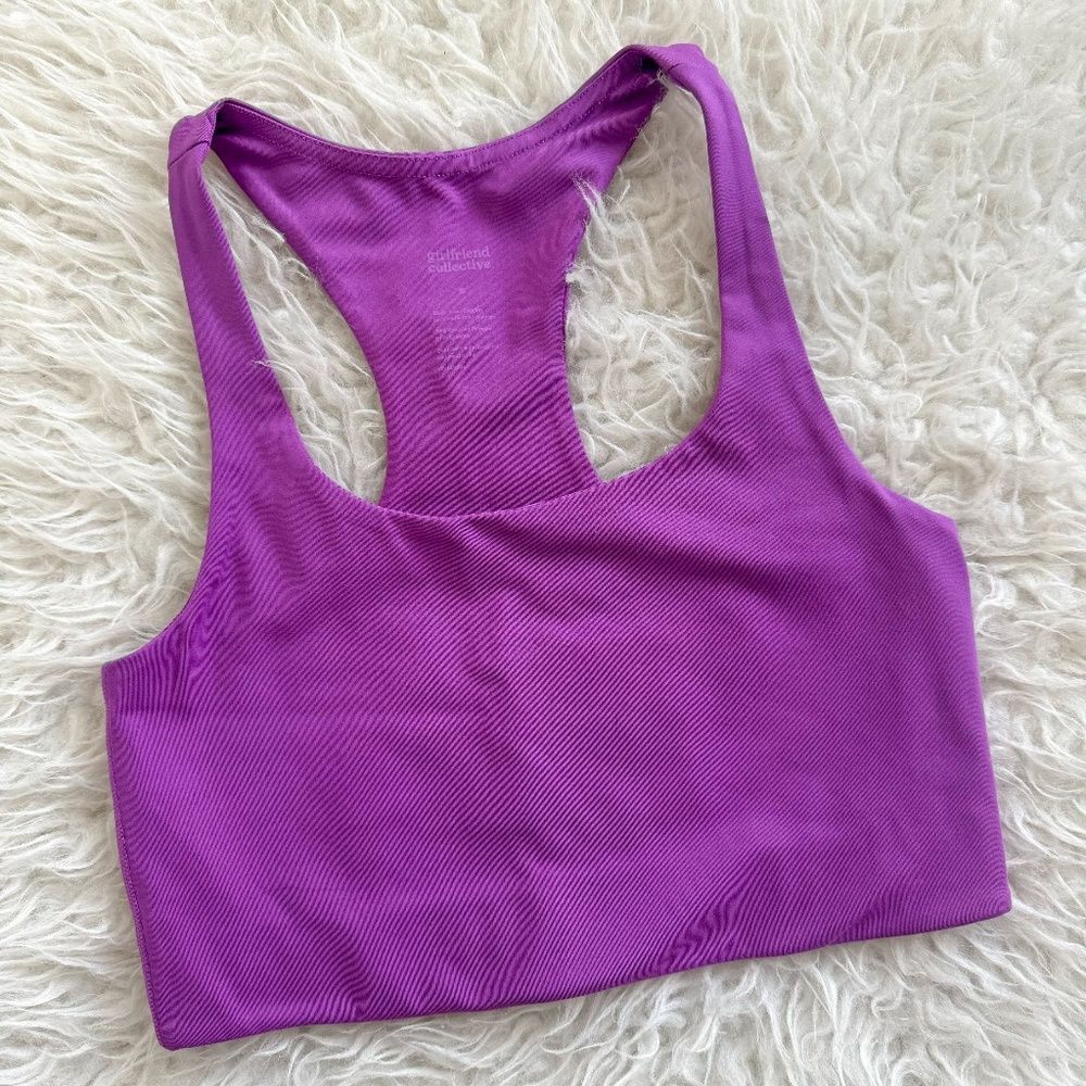 girlfriend collective Purple Ribbed Racerback Sports Bra